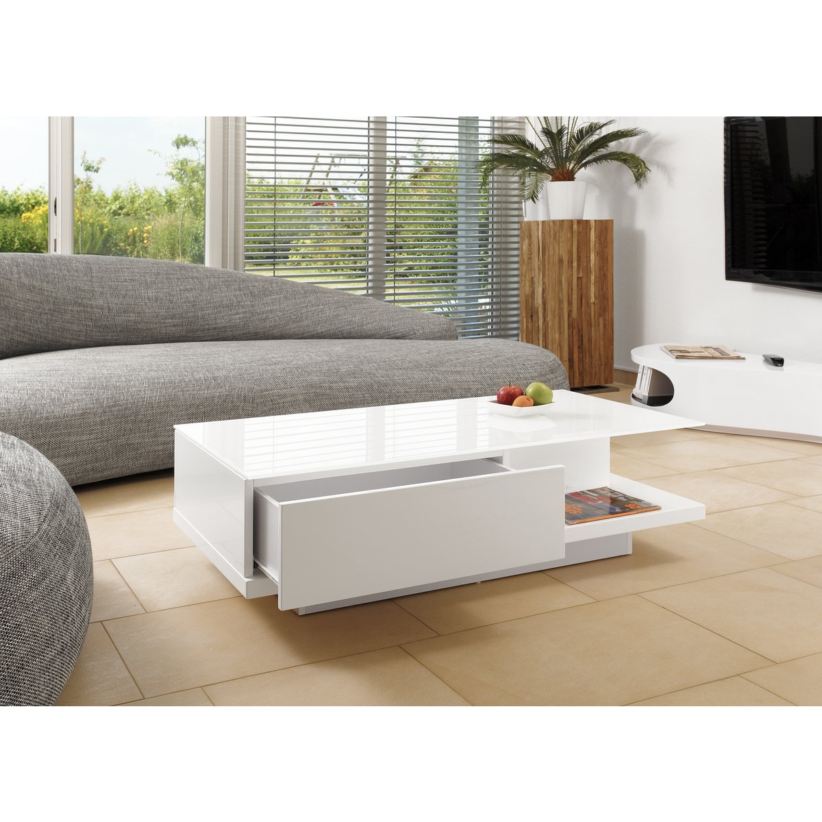 Salontafel 120x60x36 cm wit - Image 7