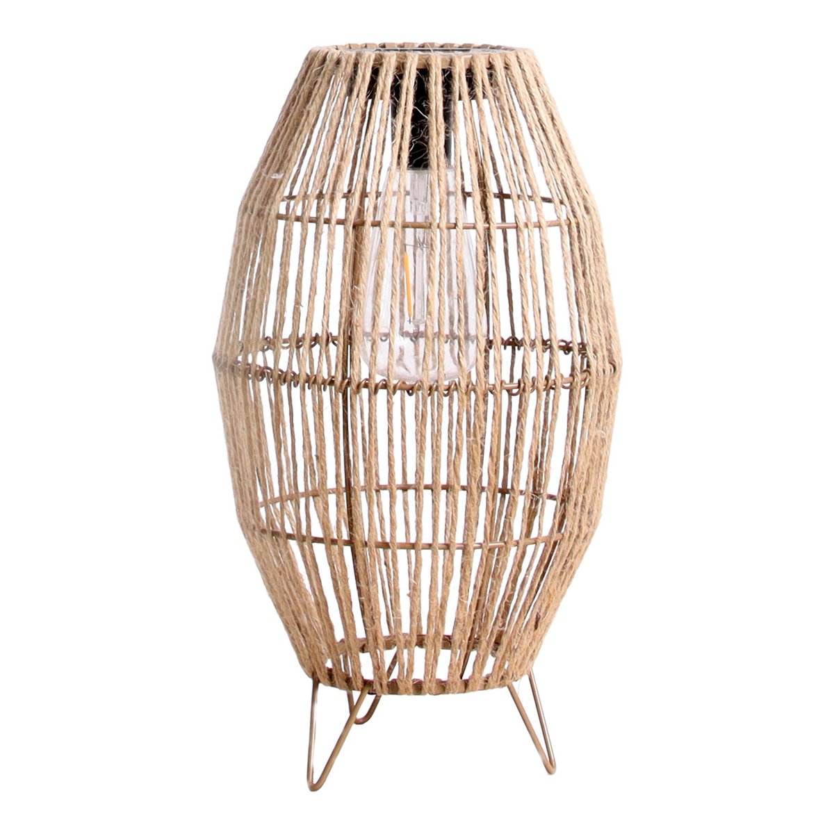 LED Solar Lamp “Korbinian” voor tuin en terras, buitenkaas gemaakt van metaal, plastic en jute in de natuur, stevig gebouwd -in LED’s, zonnelamp voor de tuin 34 x 19,58 cm