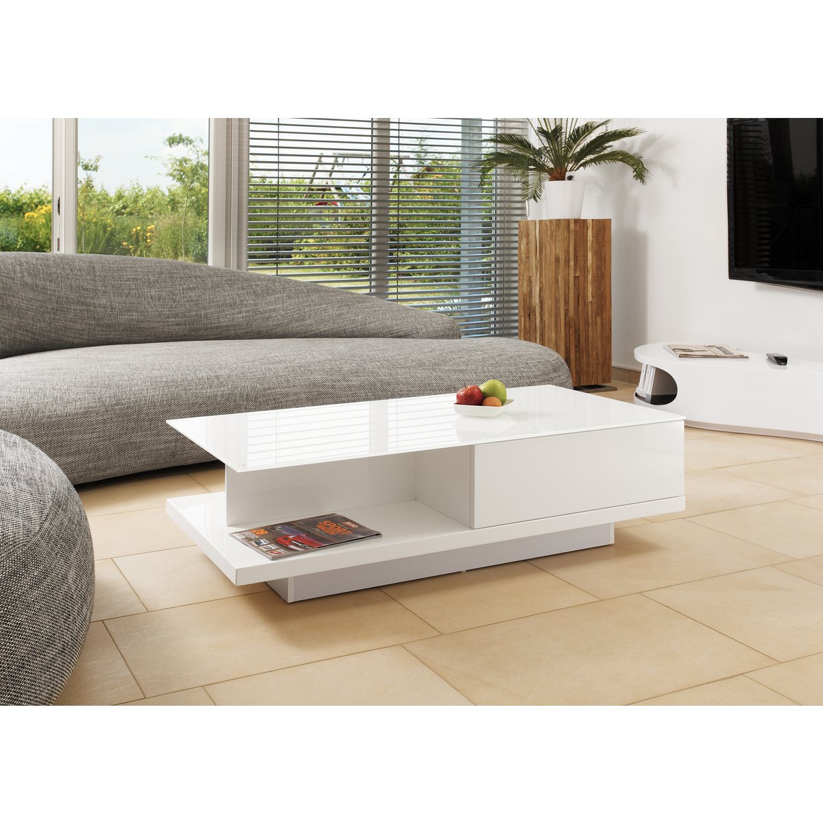 Salontafel 120x60x36 cm wit - Image 5