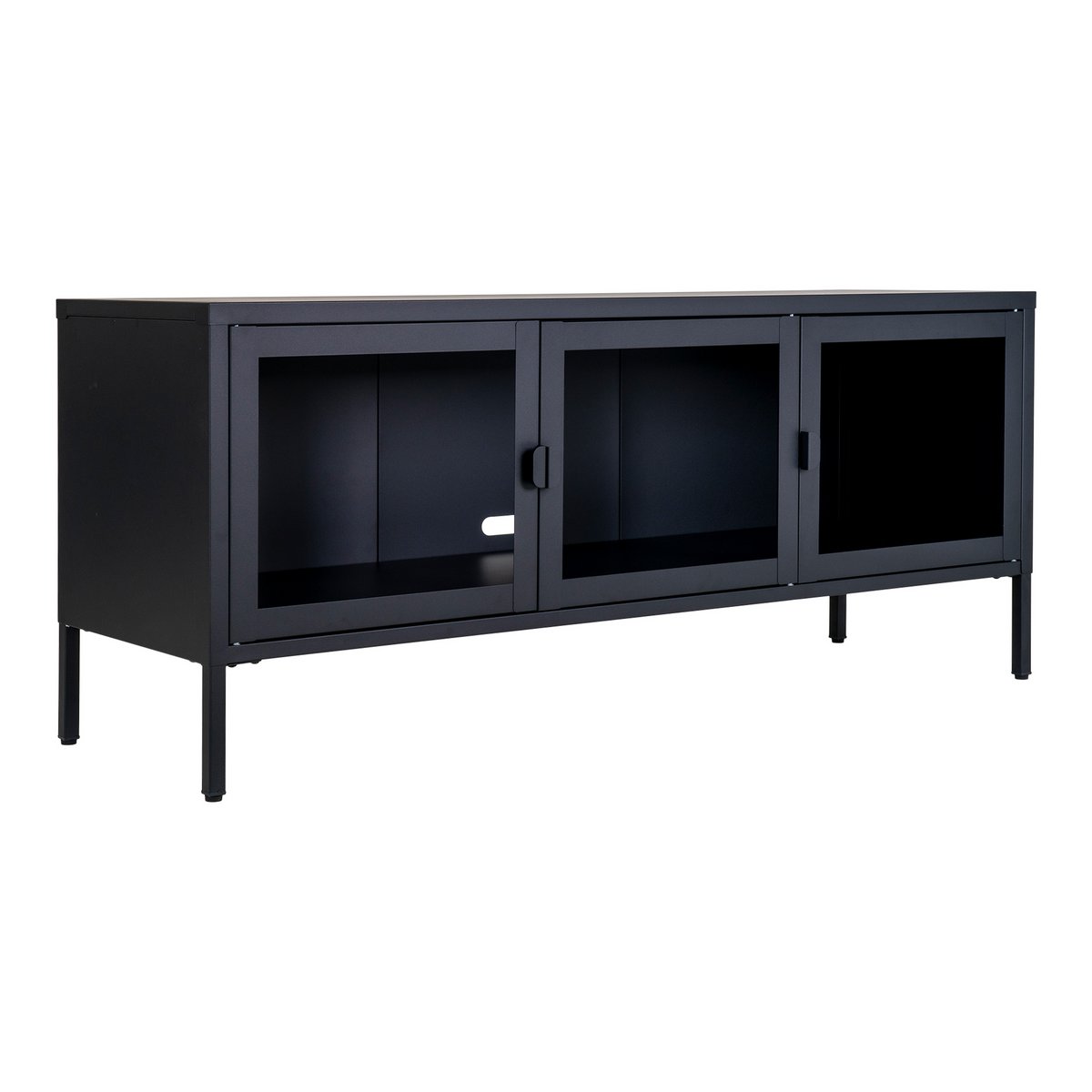 Brisbane TV-meubel - Zwart, Staal/Glas, 130x40x55 cm - Image 4