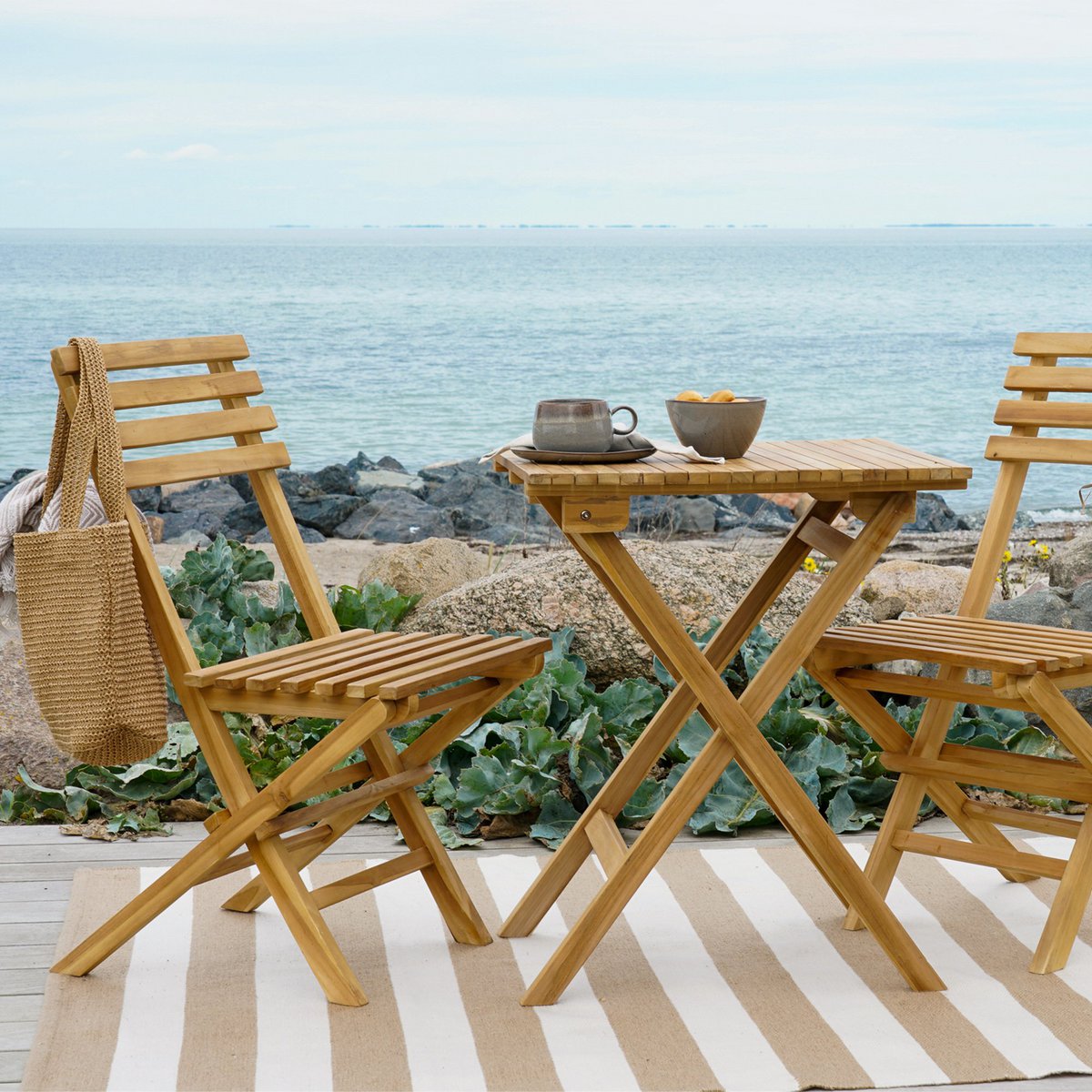 Cuenca Caféset - Caféset, 2 stoelen en 1 tafel, teakhout, naturel - Image 2