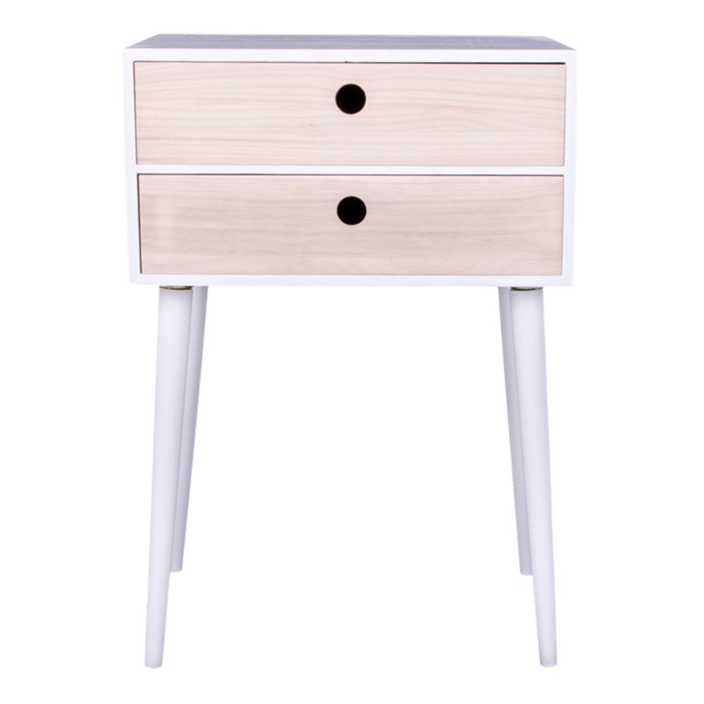 Rimini Bijzettafel - Wit/Natuurlijk, Grenenhout, 32x45x65,5 cm - Image 3