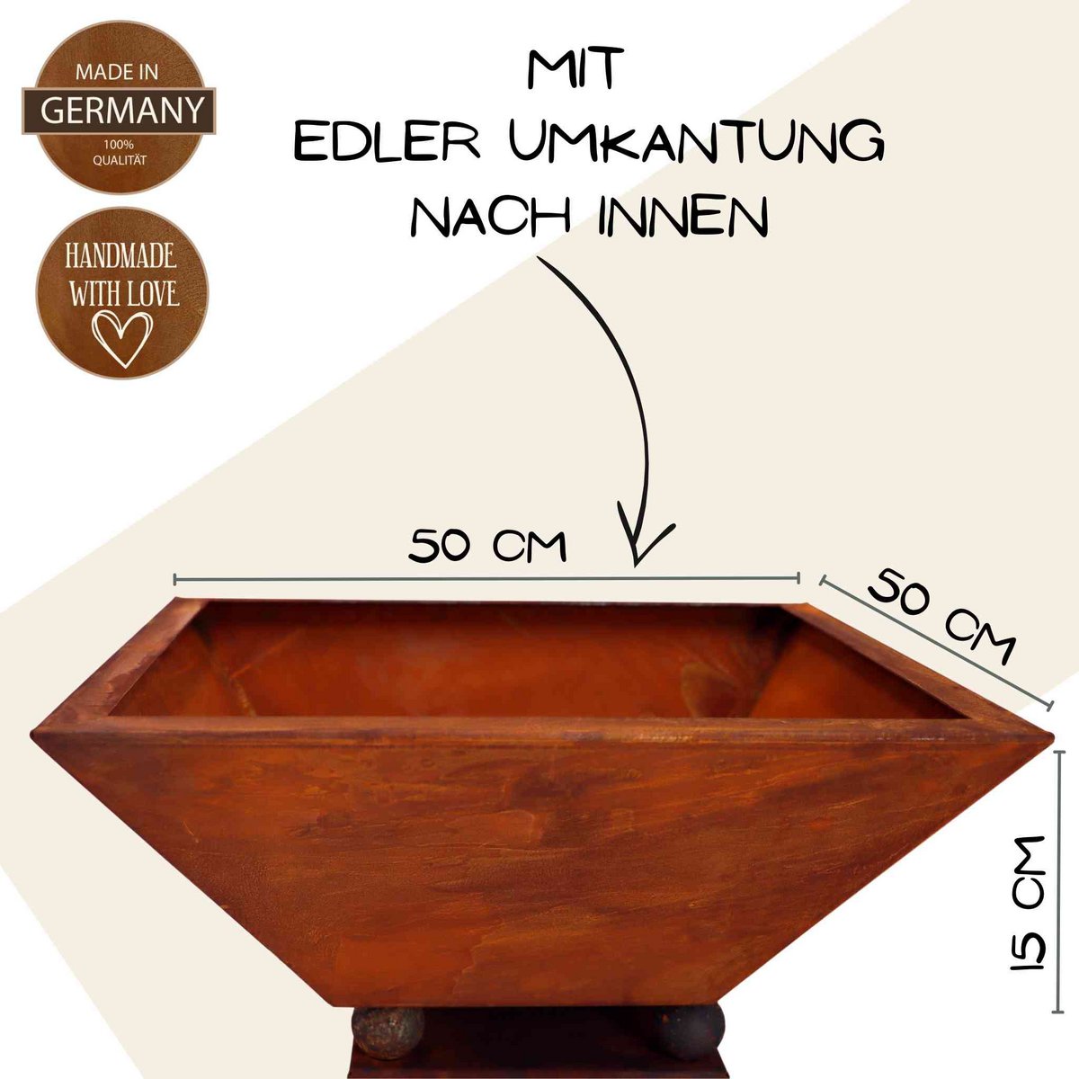 Kolom Grias Di | Tuinzuil en plantenbak van metaal in decoratieve patina-look Roestdecoratie met edelweiss | verschillende variaties - Image 9
