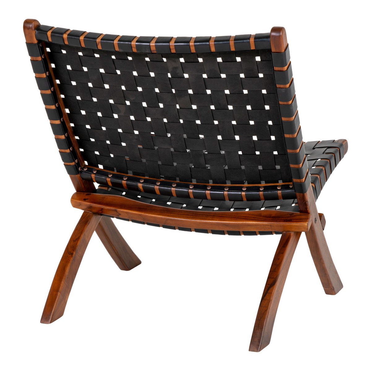 Perugia Klapstoel - Teakhout, Leer, Zwart - 66x74x73 cm - Image 5