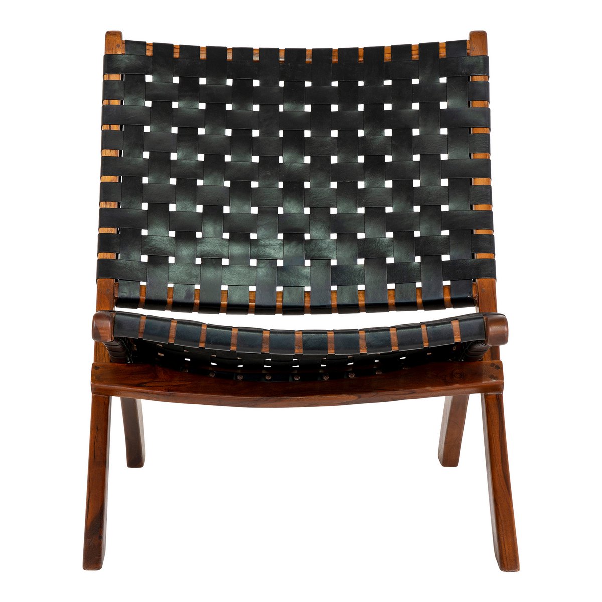 Perugia Klapstoel - Teakhout, Leer, Zwart - 66x74x73 cm - Image 3