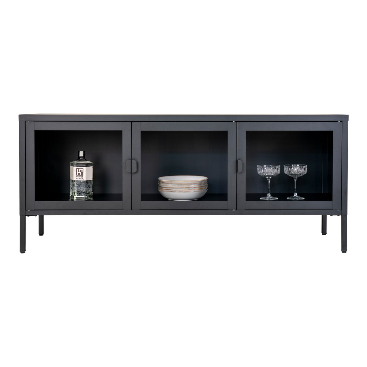 Brisbane TV-meubel - Zwart, Staal/Glas, 130x40x55 cm - Image 2