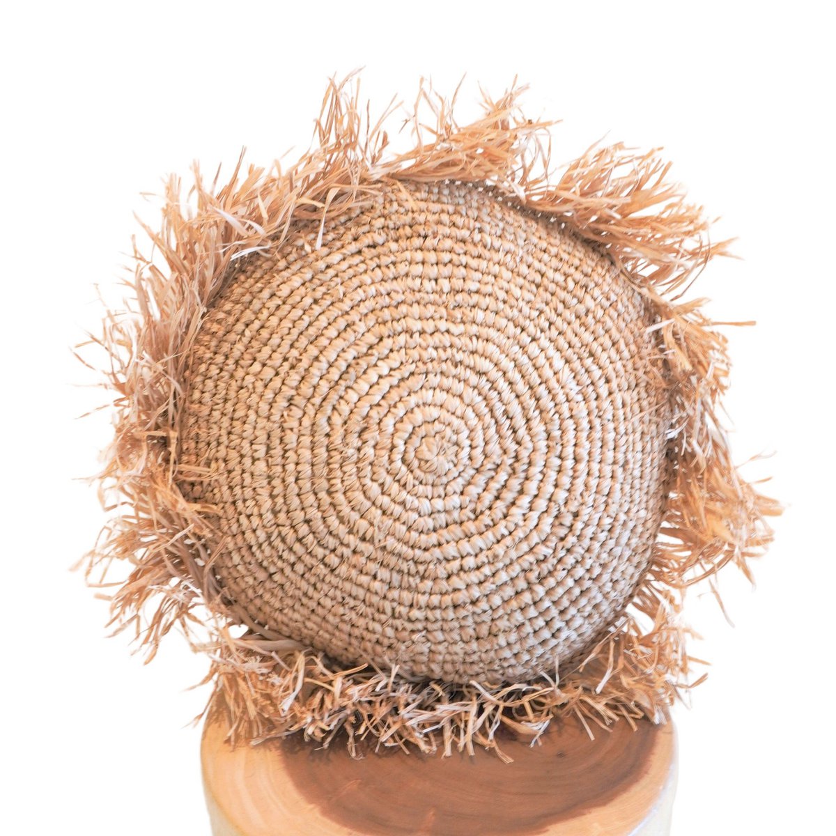 Rond Boho Kussen met Franjes Decoratief Kussen Ø40/50 cm Sierkussen van Raffia Bankkussen met Vulling TARAKAN beige - Image 4