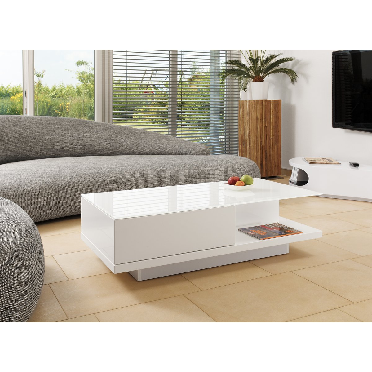Salontafel 120x60x36 cm wit - Image 6
