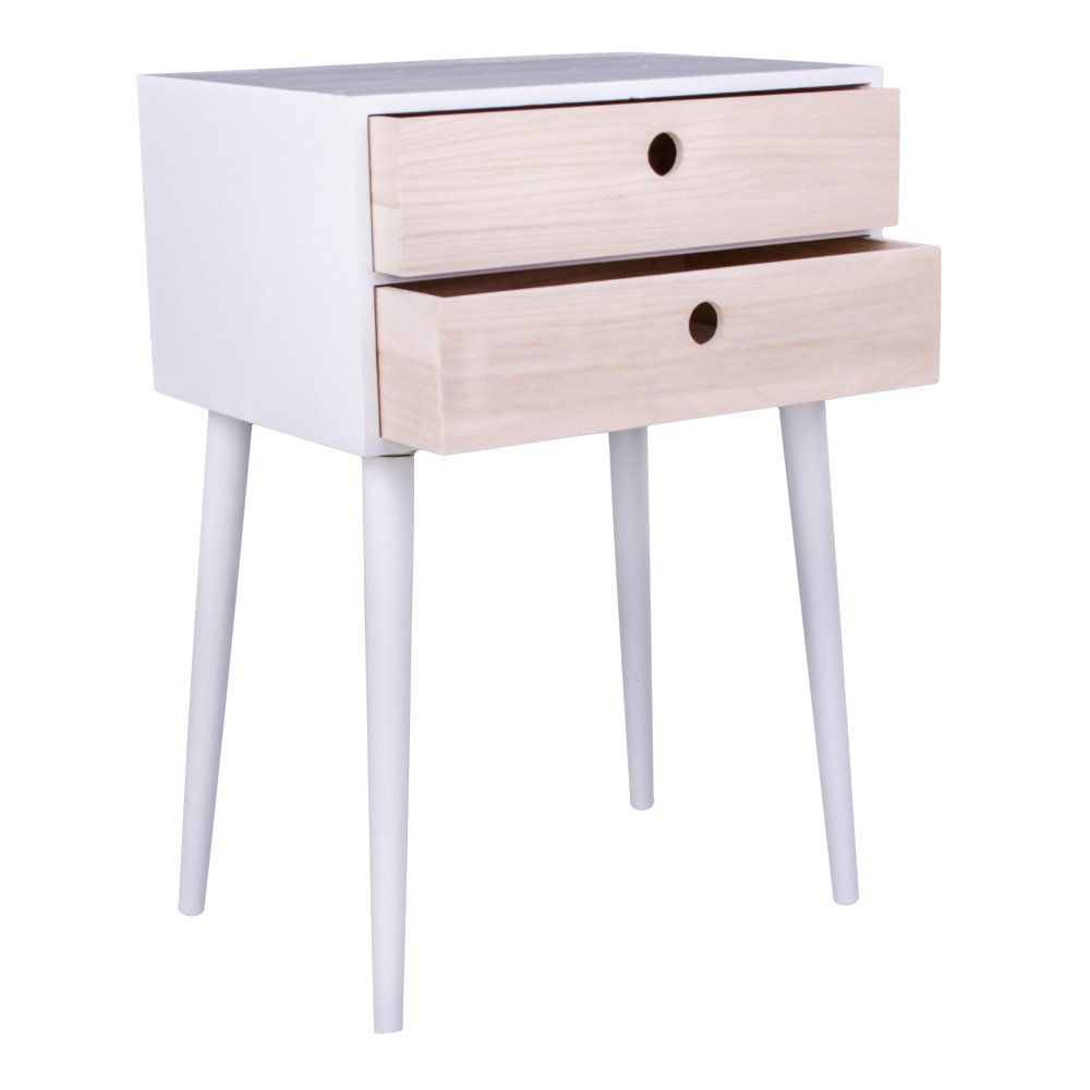Rimini Bijzettafel - Wit/Natuurlijk, Grenenhout, 32x45x65,5 cm - Image 2