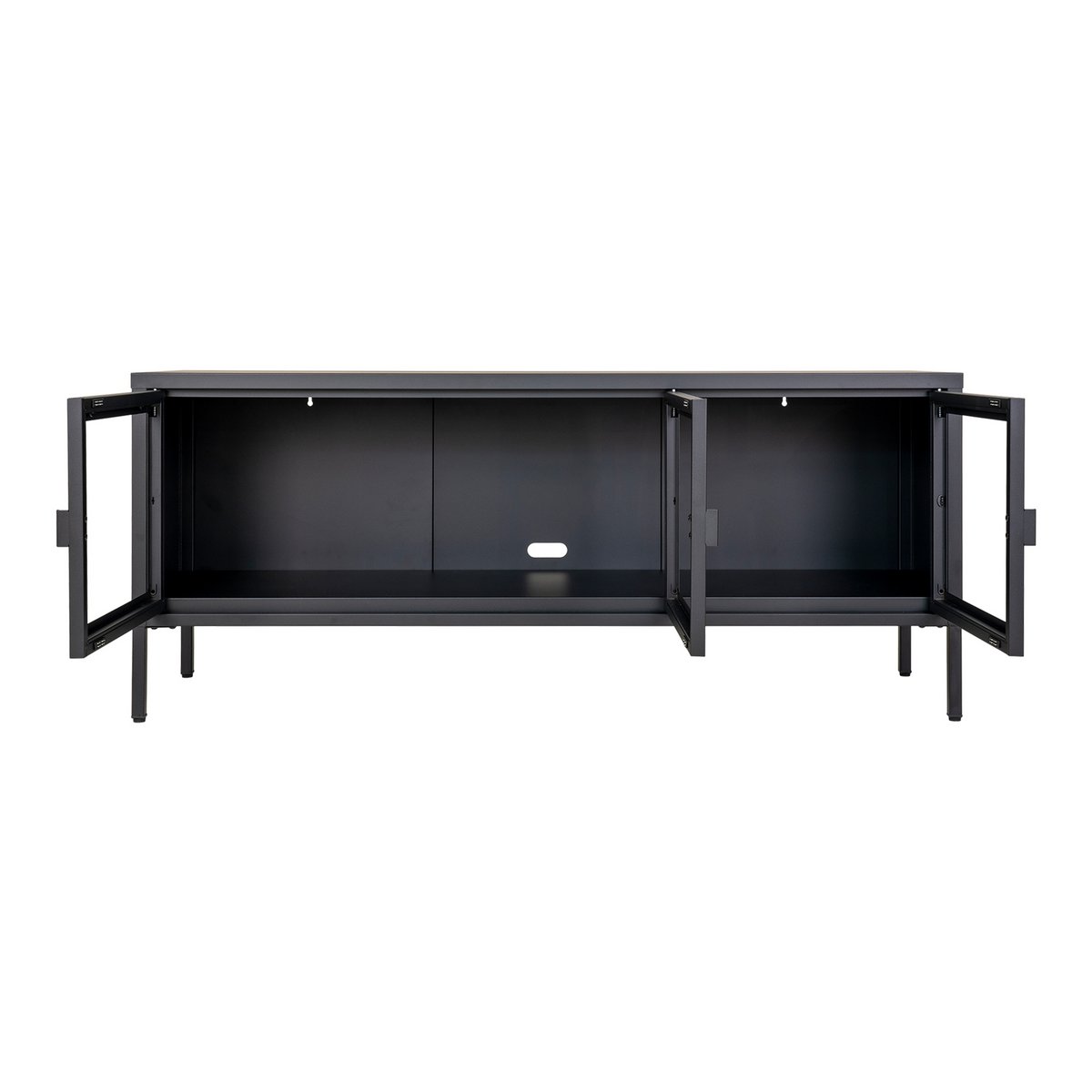 Brisbane TV-meubel - Zwart, Staal/Glas, 130x40x55 cm - Image 3